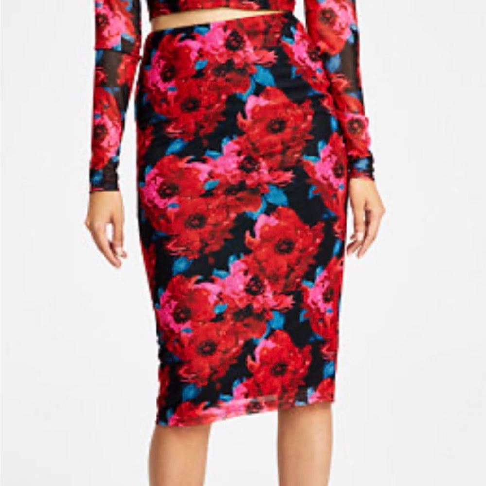 Bar III Red Midi Pencil Skirt Cocktail